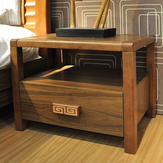 床頭櫃 床邊櫃 儲物櫃 中式直銷實木橡木床頭櫃 衚桃色床邊櫃 簡約現代經濟型床頭儲物櫃