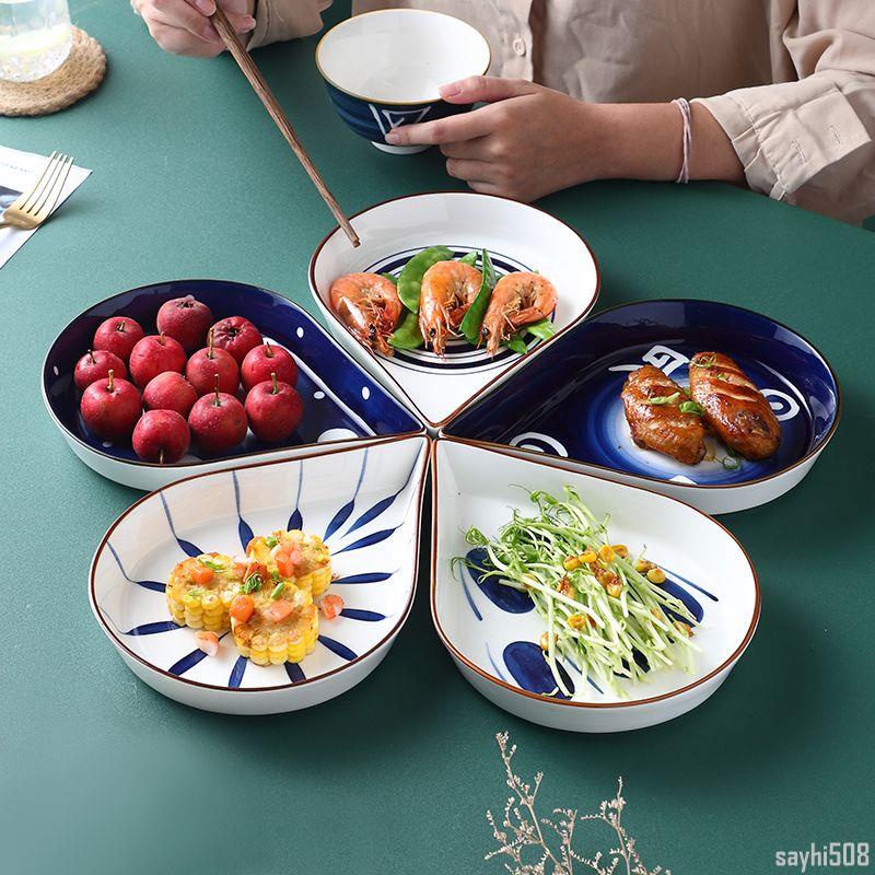 【星興】日式手繪菜盤 陶瓷餐具 拼盤餐具 盤子 拼盤組合 過年拼盤 團圓拼盤 家用團圓拼盤餐具組 合湯盤小吃盤 異形盤