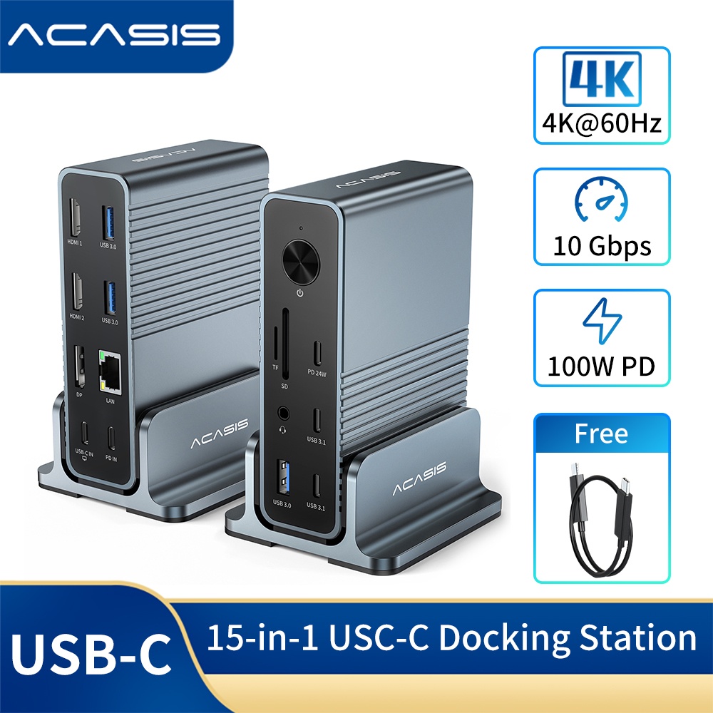 ♛Acasis USB-C 桌面擴展塢(15 合 1)擴展塢,適用於 USB-C 筆