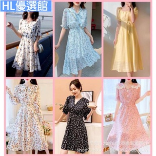 【HL】新款秋季女裝時尚短袖洋裝蕾絲碎花雪紡短袖洋裝120件起售已售完
