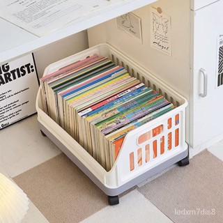 sqj小編精選👉學生書本收納箱可移動帶輪子敎室裝書高中生書籍盒書箱裝放書推車 書籍整理箱 移動式推車 推車收納箱 小推車