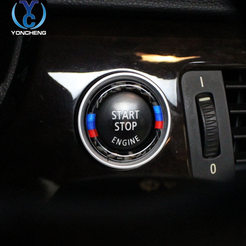 BMW 寶馬e90 e92 e93改裝320i碳纖維內飾中控臺一鍵啟動裝飾貼圈