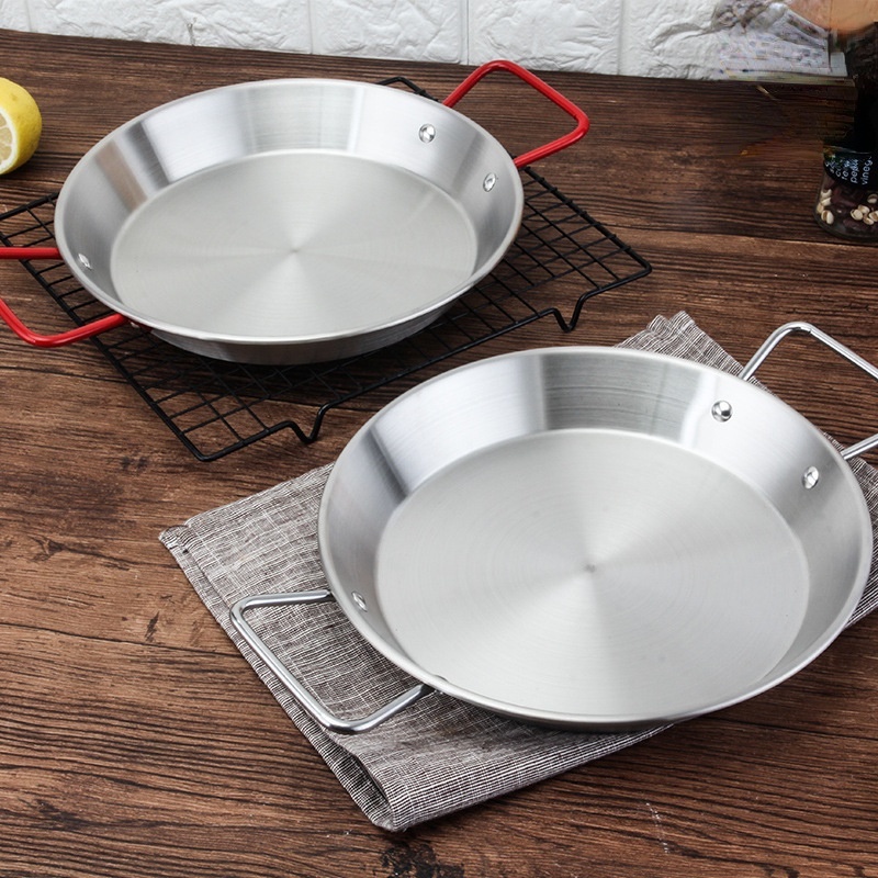 24cm-40cm Korean Paella Pan Frying Pan Stainless Steel Fried