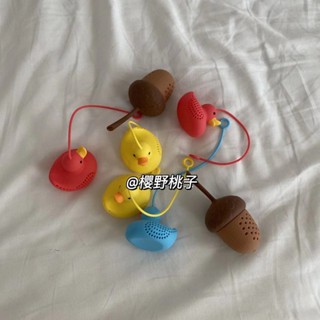 濾掛泡茶器 茶漏 可愛ins風小黃鴨松果茶漏食品級矽膠材質耐熱學生創意濾茶器花茶