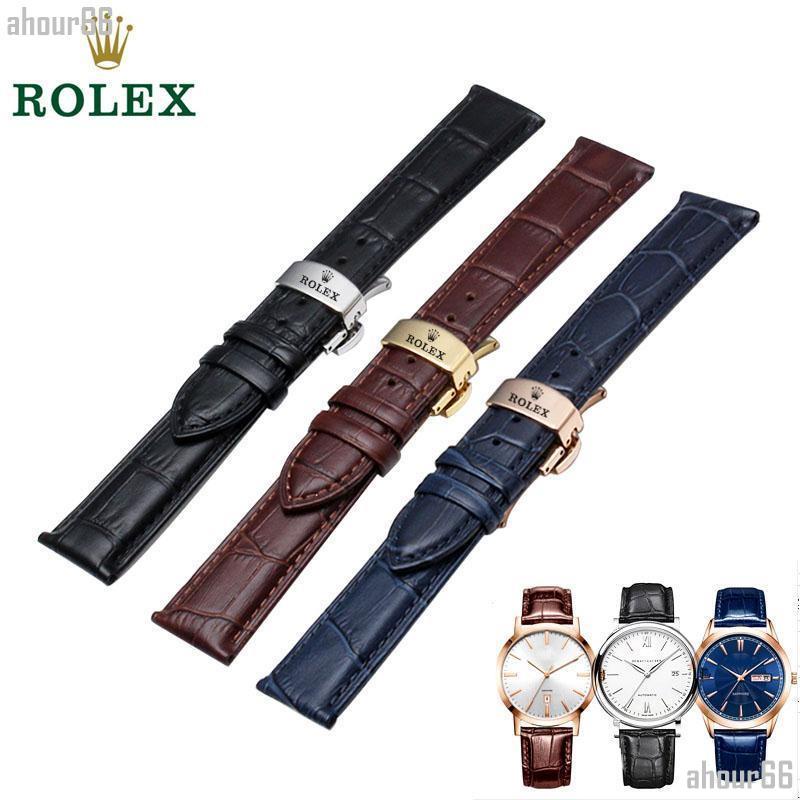 (新款錶帶)代用ROLEX勞力士手錶帶真皮牛皮鱷魚紋蝴蝶扣日誌型皮帶配件20mm+W125