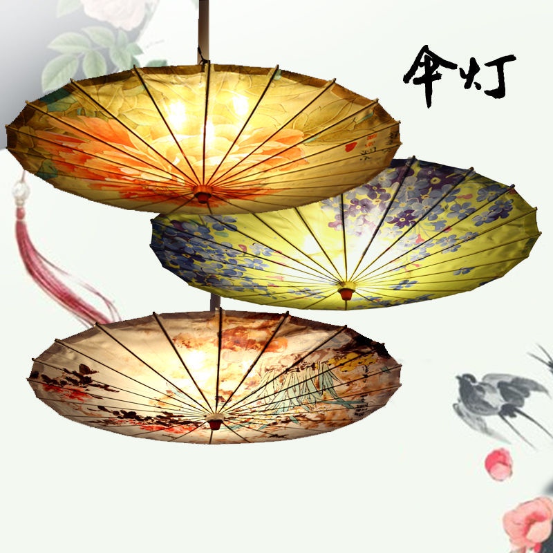 #！油紙傘！傘燈中國風 吊燈油紙傘 手工 中式創意國潮 餐廳裝飾 復古古風燈具