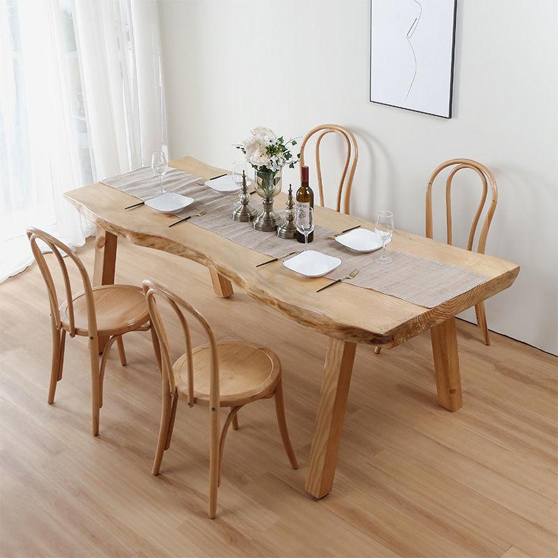 餐桌傢用小戶型喫飯桌長方形原木日式飯桌簡約實木桌椅組閤