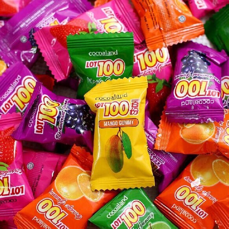 【超實惠】馬來西亞LOT100一百份果汁軟糖什果芒果糖進口QQ散裝水果喜糖批發