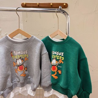 ✨HELLOBABY童裝店✨ 百搭衣服 圓領加絨衛衣男女童新款洋氣卡通印花韓系百搭1-3歲兒童上衣潮