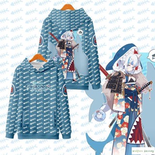 鯊魚娘噶嗚古拉連帽衛衣虛擬主播GawrGura 二次元周邊外套cos衣服 動漫帽T 連帽T 上衣秋冬裝 動漫周邊服飾F