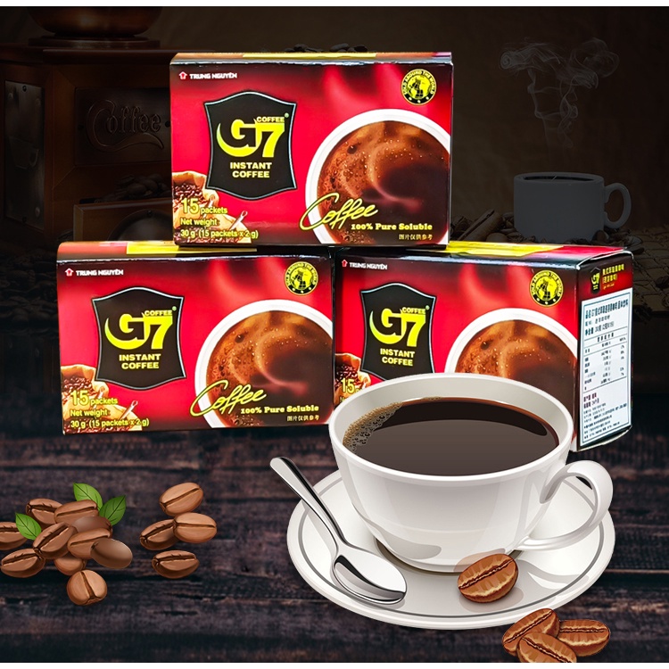 越南進口中原G7咖啡速溶冰美式苦黑咖啡健身純咖啡粉