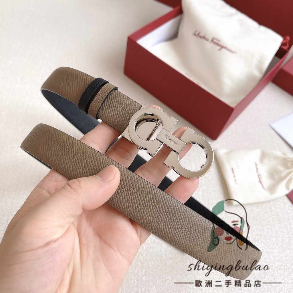 正品免運 Ferragamo 菲拉格慕 金/銀標頭 女士腰帶 男士皮帶 寬25mm 黑色 粉色