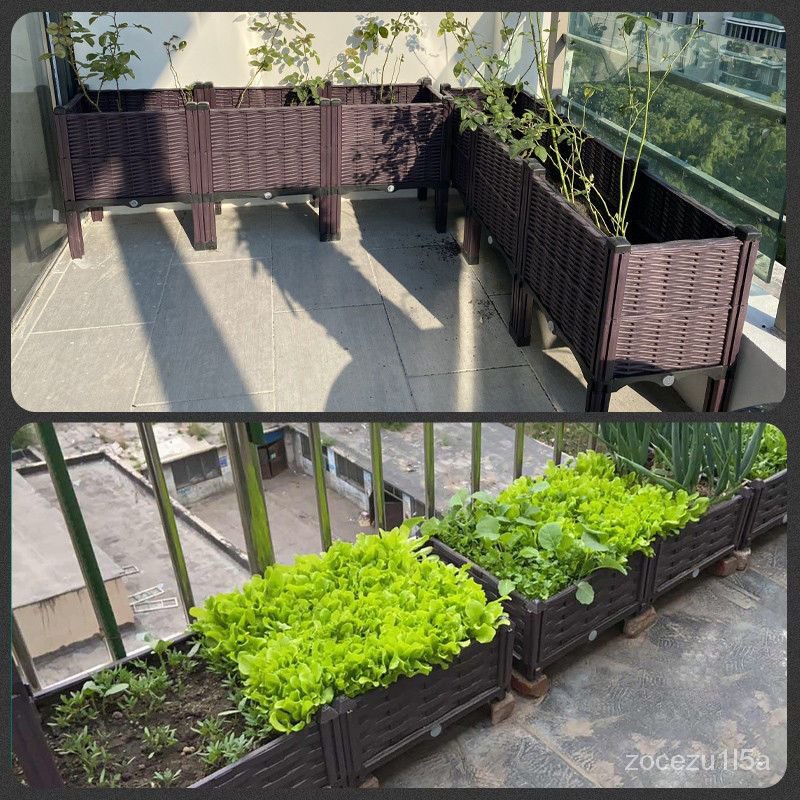 優品✨陽臺庭院蔬菜種植箱室外屋頂種樹種花超大長方形加厚塑料種植神器