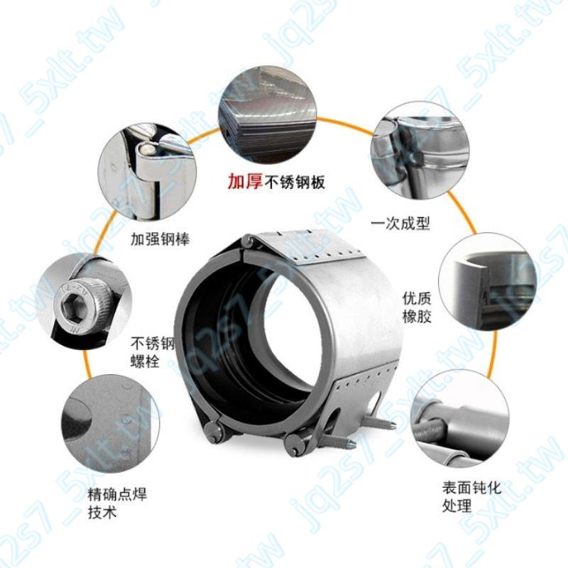 不銹鋼雙卡箍哈夫節漏水搶修卡扣水管抱箍管夾管箍補漏修補管CCCCC