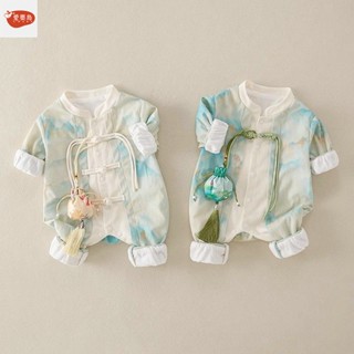 嬰兒服 嬰兒衣服 新款唐裝漢服中國風上衣男女寶寶春秋雙層哈衣外出爬服