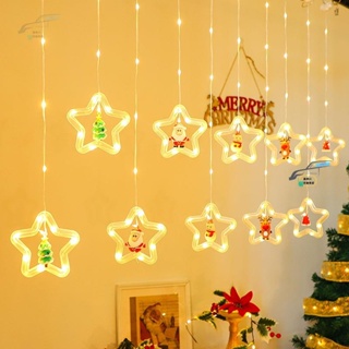 台灣-出貨-新年禮物 新款聖誕燈串,聖誕老人卡通設計,窗簾燈,led彩燈,房間櫥窗裝飾