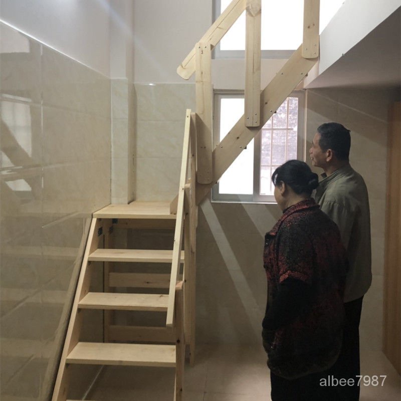 閣樓樓梯複式loft平臺時尚簡易定製轉角旋轉LU型登高實木室內梯子