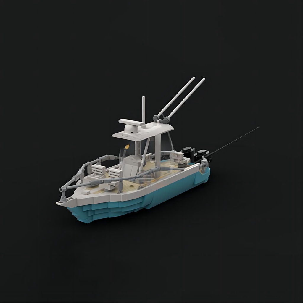 積木船 適用樂高MOC-95761港口漁船游艇釣魚觀光螺旋槳船diy益智積木玩具