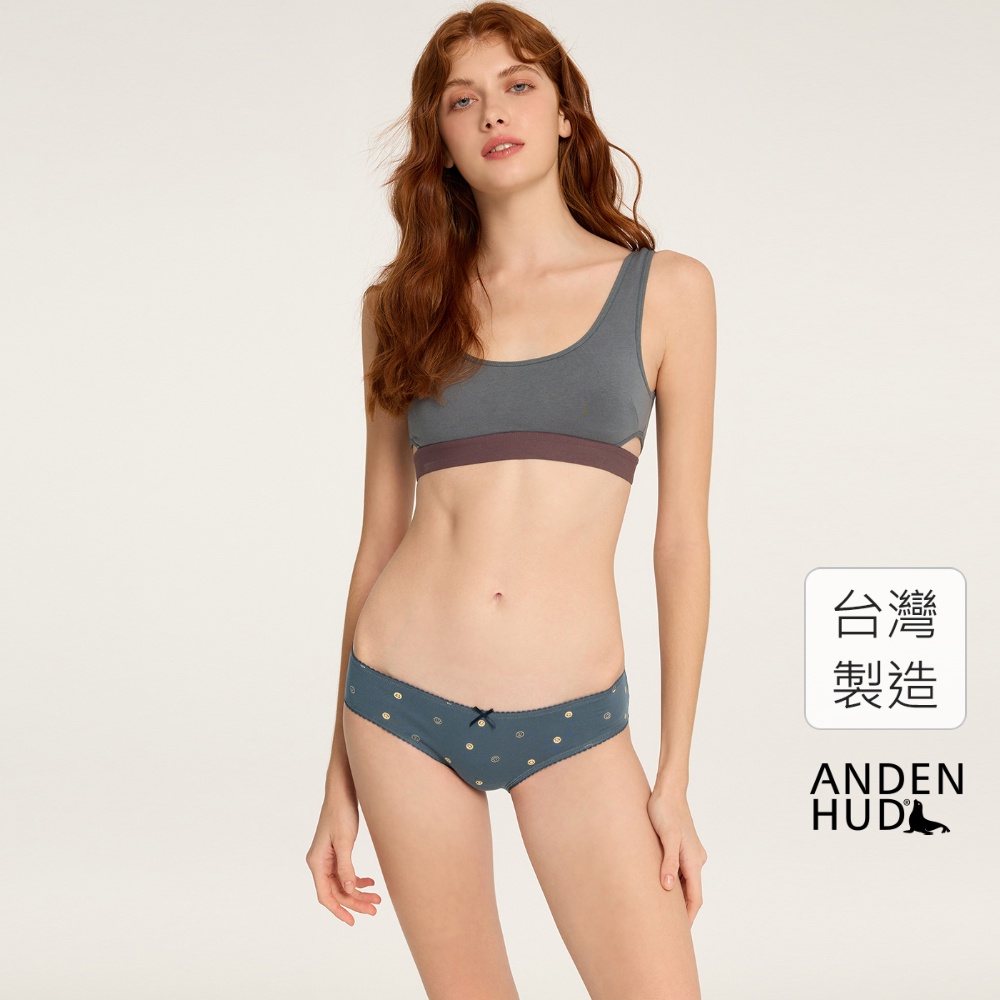 【Anden Hud】日暖風和．花邊低腰三角內褲(獵戶藍-喜怒哀樂) 純棉台灣製