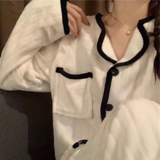 【限時免運】睡衣女法蘭絨秋冬季加厚可愛韓版可外穿學生宿舍珊瑚絨家居服套裝珊瑚絨 保暖 純欲 ins風