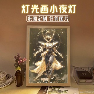有貨 燈光畫中國機甲燈光畫小夜燈定製床頭相框燈裝飾畫網紅素描畫禮物客製禮物