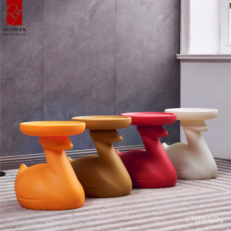 【精選 免運】設計師邊幾 創意客廳塑料兒童茶幾 北歐現代簡約迷你小圓桌