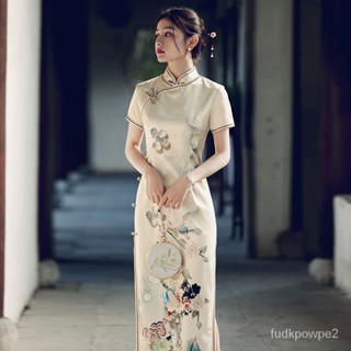 網紅爆款 旗袍 新款 復古氣質 年輕款旗袍 改良旗袍洋裝 老上海 少女 夏季 長款旗袍 旗袍洋裝 改良式旗袍 復古