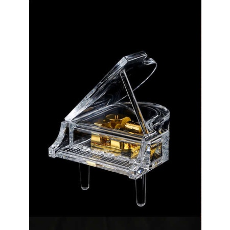 透明三角鋼琴音樂盒小學生水晶生日可愛獎勵亞克力八音盒音樂禮品