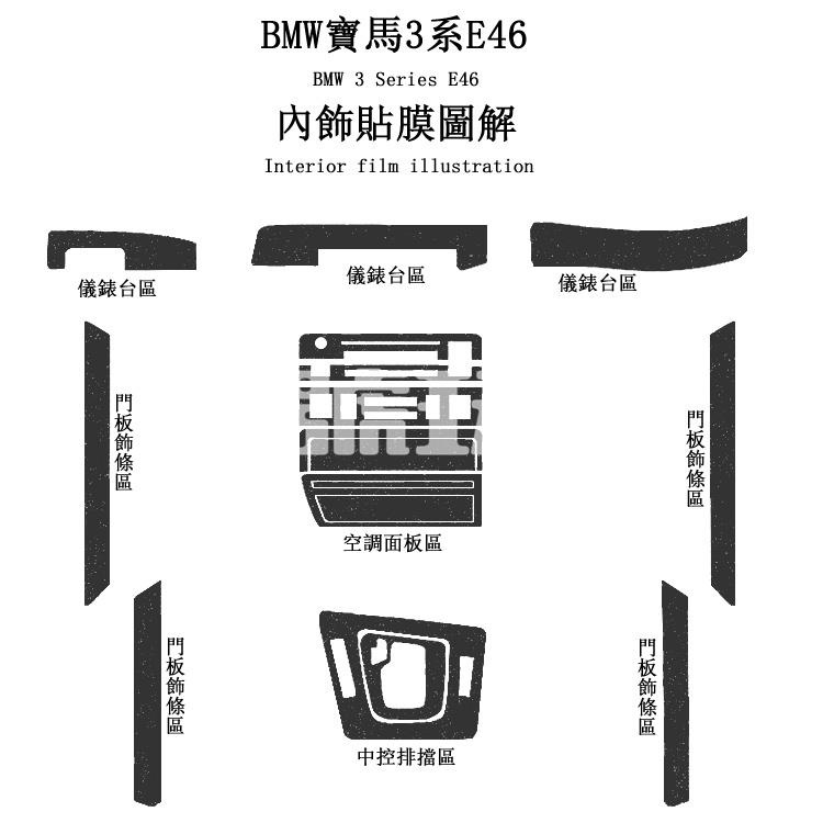 頭號玩家♛適用於2001年-2004年寶馬3系318i 325i 330ci E46改裝內飾貼紙碳纖維（卡夢）裝飾中控儀