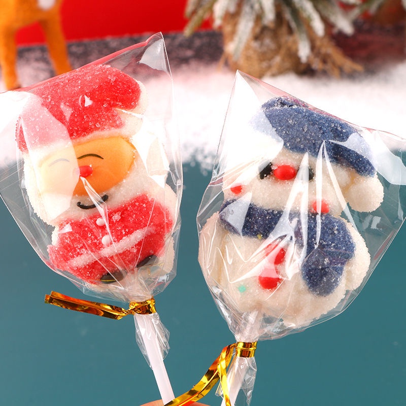 【好吃不貴💥】聖誕節糖果禮盒 圣诞节糖果串串棉花糖水果味网红可爱造型软糖散装儿童零食棒棒糖