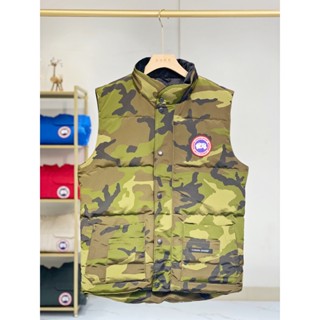 🔥綠迷彩男女款CANADA GOOSE 加拿大鵝 戶外運動羽絨馬甲外套 大鵝羽絨服 冬季情侶背心坎肩工裝保暖立領背心外套