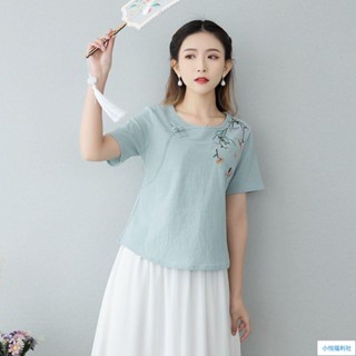 【古風🔥]100公斤可穿 盤扣棉麻上衣 棉麻衫 漢服上衣 春夏 寬鬆 文藝 民族風 大尺碼上衣 復古上衣