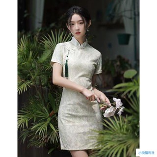 【古風🔥]素雅 民國風 條紋旗袍 改良旗袍 年輕款 文藝 復古 日常 小個子 顯高 短款旗袍 夏 短版旗袍 旗袍洋裝