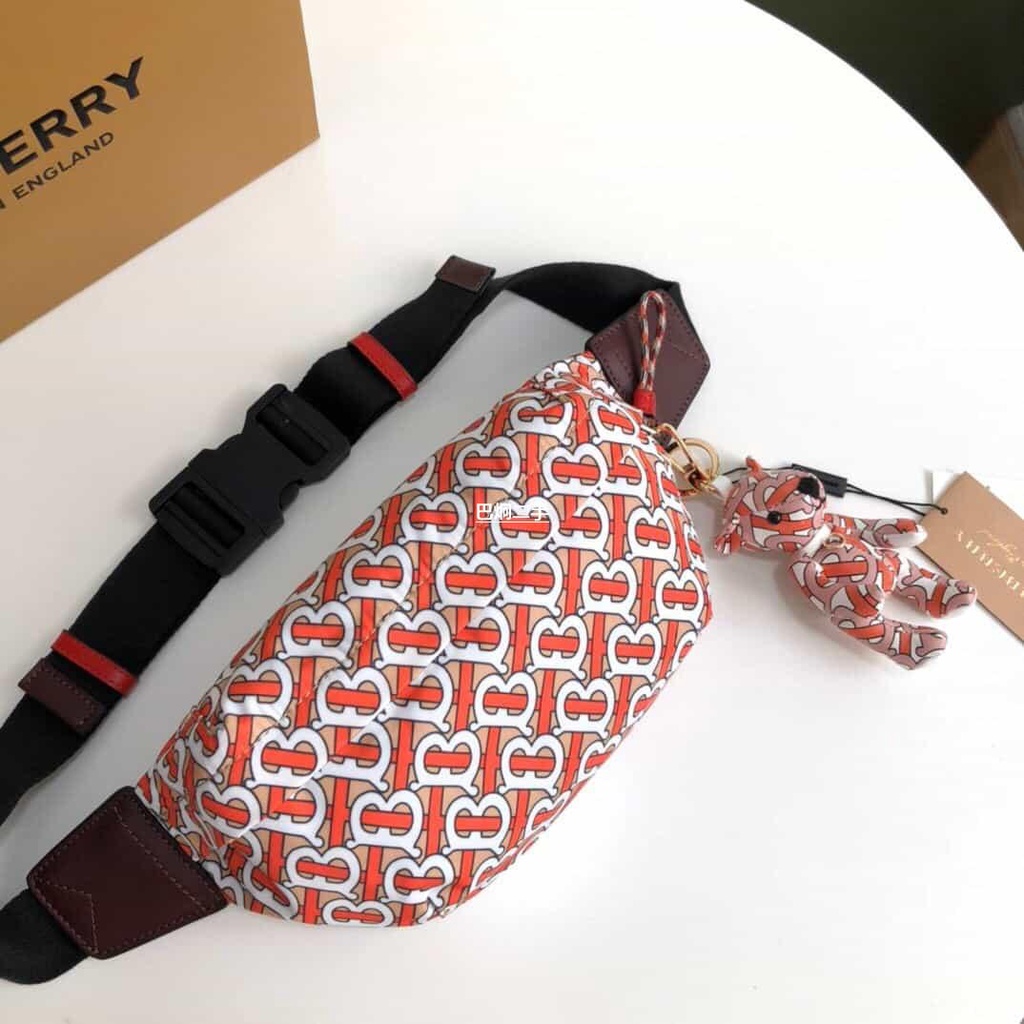 二手Burberry 尼龍提花腰包