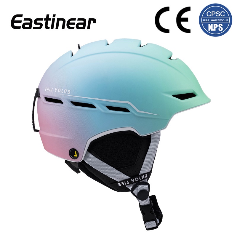 Eastinear2023漸變色小清新成人滑雪頭盔 冬季保暖頭盔男女戶外運動單雙闆保暖滑雪盔 自行車安全帽 山地車安全帽