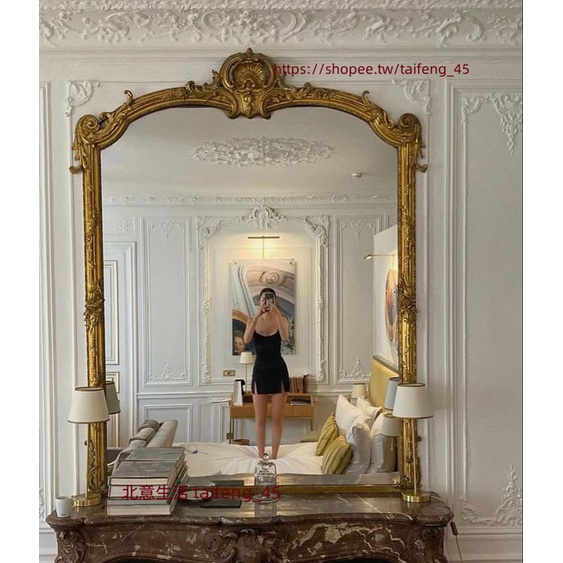 【北意生活】定制歐式復古雕花鏡美式浴室鏡壁掛背景墻壁爐裝飾鏡法式衛生間梳妝鏡