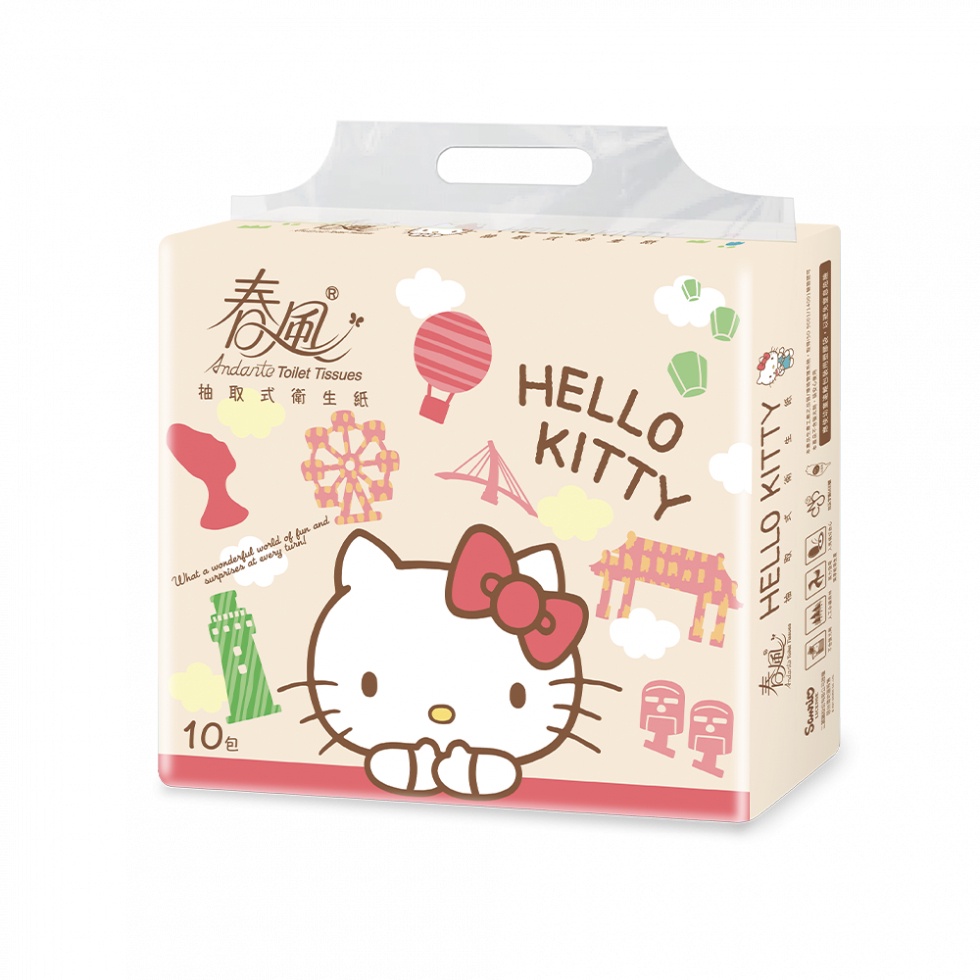 春風 Kitty 抽取式 衛生紙 2層*100抽*10包*7串/箱 #兩層