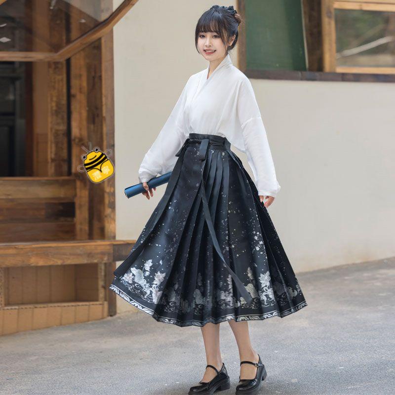 台灣出貨💯馬面裙 日常通勤 改良大尺碼套裝女 古裝衣服 古風漢元素 傳統服飾免運