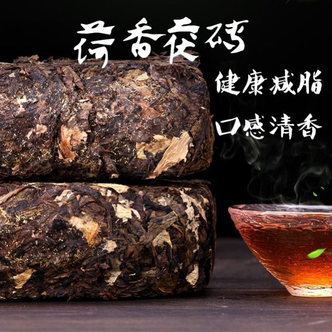 【茶品名】黑茶 茶葉 葉【安化黑茶】荷香茯磚正宗湖南安化黑茶葉茯磚茶金花黑茶黑茶組合