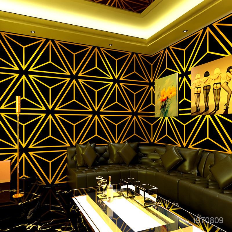 ktv墻紙 歌廳閃光墻佈3d反光幾何酒吧主題包廂走廊過道背景墻壁紙