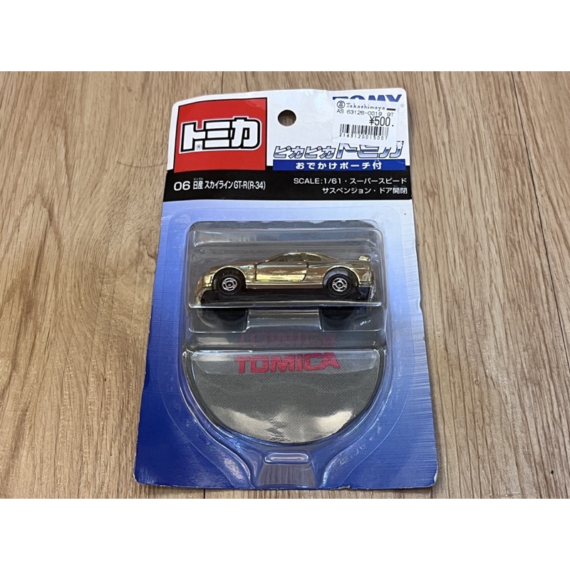 [TAKARA TOMY] Tomica 舊藍標 絕版 稀少 金色 Nissan GT-R R34 吊卡附絨布袋