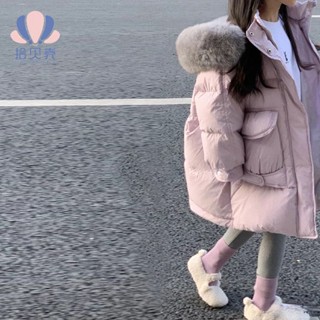 女童冬季外套❤️ 羽絨外套 防寒 保暖 棉服外套 韓版 女童中長版羽絨棉服新版洋氣兒童時髦棉衣冬季中大童寶寶外套 FXD
