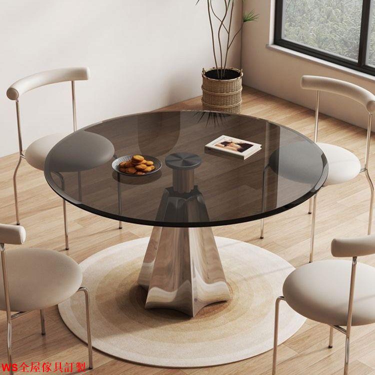 【免運】玻璃圓桌家用小戶型餐桌現代簡約設計師鋼化玻璃小圓桌椅組合WS精品家具
