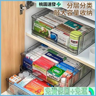 1🚚臺灣公司貨🐇家用藥箱 多層抽屜可疊加高藥品收納盒 大容量防塵透明藥物收納盒 桌上收納盒 透明家用醫藥箱 透明輕奢