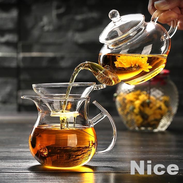 新品250ML玻璃茶壺組側把茶壺玻璃茶海茶具組套裝耐熱玻璃壺玻璃茶杯茶壺茶具泡茶壺茶水分離泡茶器濾茶器
