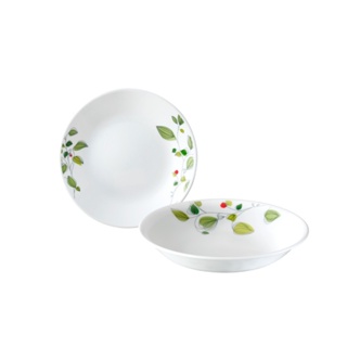 【美國康寧 CORELLE】綠野微風2件式餐盤組(6吋平盤+6吋深盤)