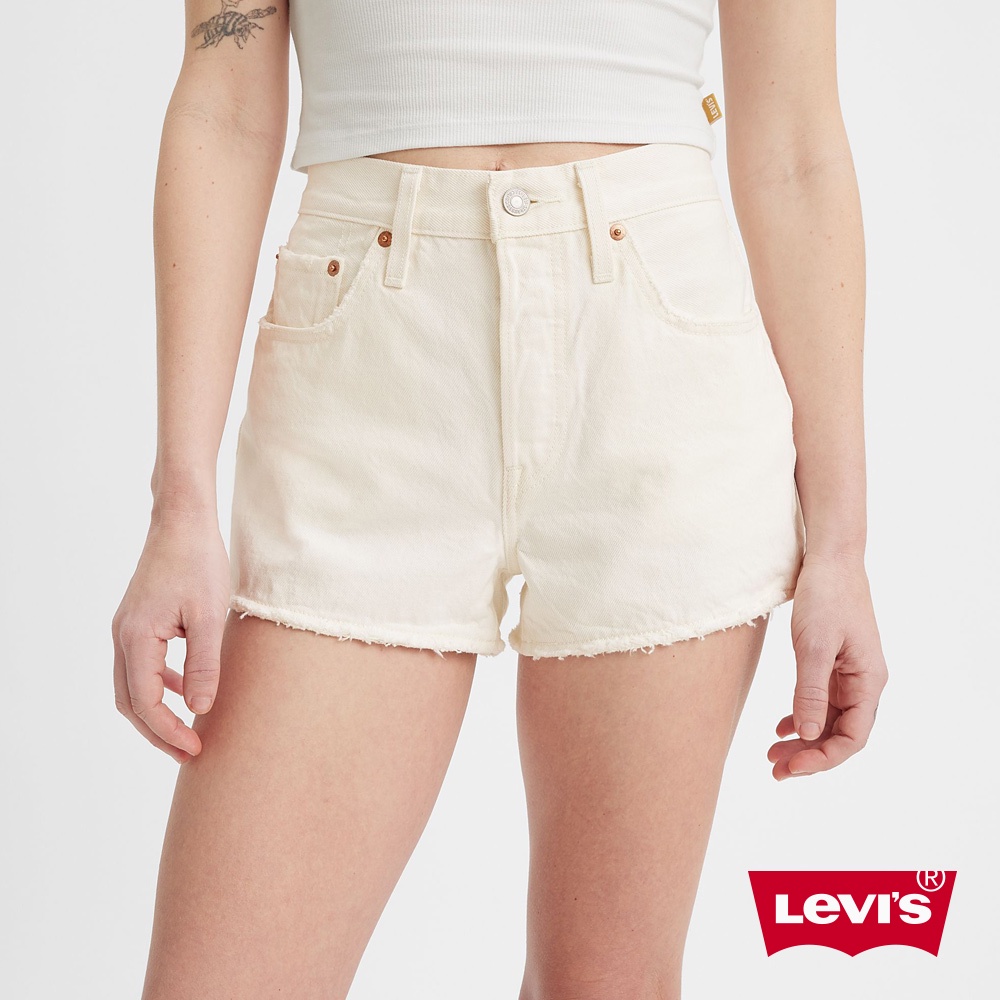 Levis 501中腰排釦牛仔短褲 簡約米白 女款 56327-0340 人氣新品