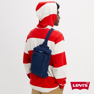 Levis 款 手提、斜背兩用丹寧方包 / 精工刺繡Logo 藍 男女 D7955-0005 人氣新品