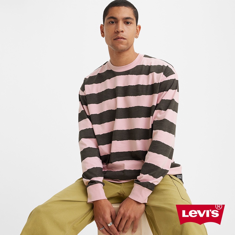 Levis 滑板系列 寬鬆方正版長袖T恤 / 撕裂條紋 男 A1006-0011 人氣新品