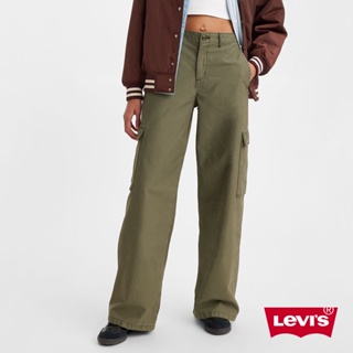Levis 街頭工裝風中腰寬直筒休閒長褲 橄欖綠 女款 A6077-0004 人氣新品